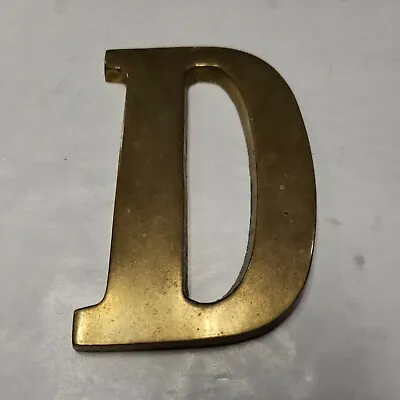 Vintage Solid Brass Letter / Initial D 4  Reclaimed Architectural Salvage Sign  • $9.99