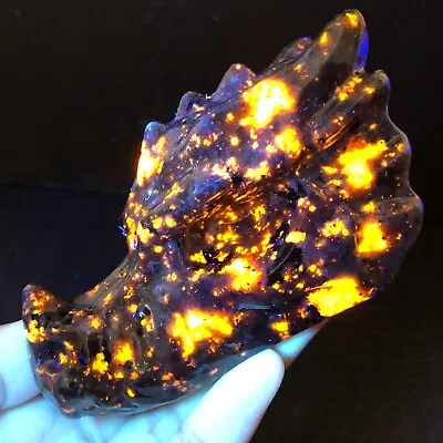 290g Natural Yooperlite Fire Stone Dragon Head Carving Crystal Quartz Reiki P550 • $4.87