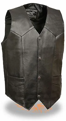 Men's Very Thin Lightweight Goatskin Leather Four Snap Front Biker Vest  • $29.99