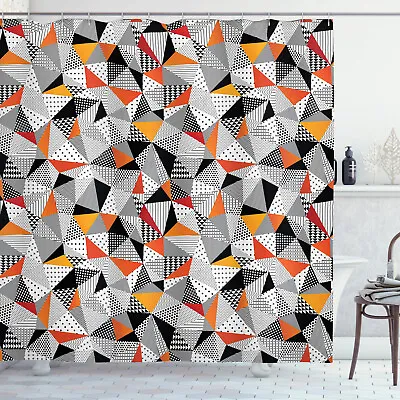 Geometric Shower Curtain Polygonal Modern Art Print For Bathroom • $31.99