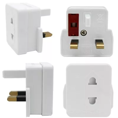 £6.95 • Buy 2-Pin To 3-Pin UK Shaver Adapter Plug Socket Converter EU European Euro 2 PACK