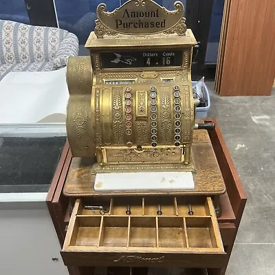 Antique 1900’s VINTAGE Brass Ornate NATIONAL CASH REGISTER MODEL 416 Original • $9500