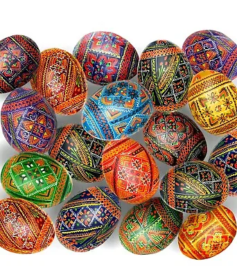 Assorted Wooden Regular Hen Size Painted Ukrainian Easter EggsGeometricPysanky • $5