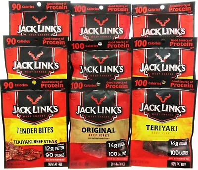Jack Links Variety 9 Pack Teriyaki Original Tender Bites Beef Jerky Dried Meat • $32.04