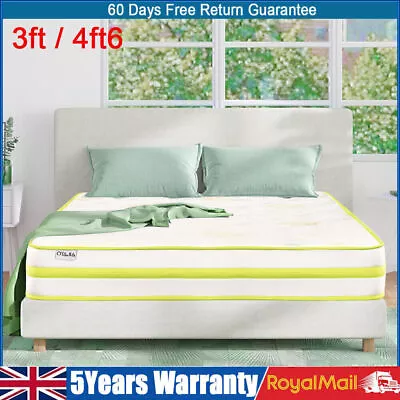 Memory Foam Mattress Orthopaedic Pocket Sprung Matress 3ft Single 4ft6 Double UK • £84.99