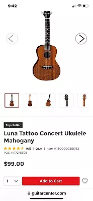 LUNA Mahogany Tattoo Concert Ukulele • $49.99