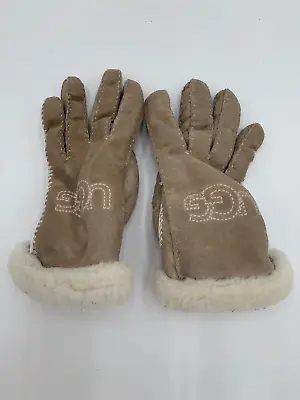 Ugg Womens Shearling Embroidered Tech Glove Chestnut Sheepskin Large L • £29.26