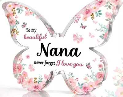 * 1x Nana Butterfly Shaped Plaque Mother's Day Birthday Gift Love Appreciation🦋 • £4.99