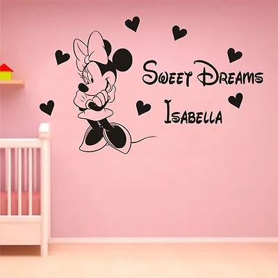 Minnie Mouse Wall Sticker Personalised Any Name Girls Wall Art AFC7 DECAL DECOR • $22.94