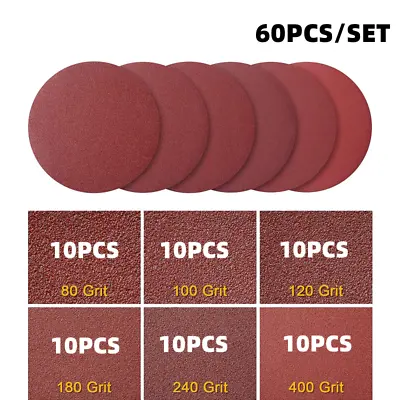 $32.49 • Buy 60PACK 8in Self Adhesive PSA Sandpaper Sanding Discs 80 100 120 180 240 400 Grit