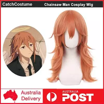 Anime Chainsaw Man Angel Devil Cosplay Wig Halloween Long Curly Orange Hair • $20.22