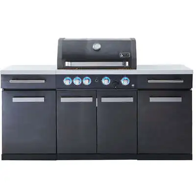 Mont Alpi 957 Grill Island Black Stainless Steel Rotisserie NG & LP • $2799