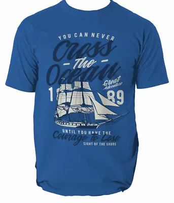£12.99 • Buy Cross Ocean T Shirt Mens Navy Paradise Nautical Heritage Sailor Anchor S-3XL
