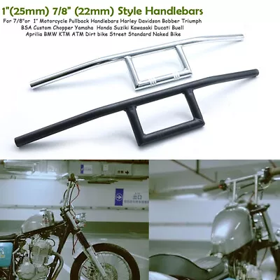 Motorcycle 7/8 1'' Z Bars Drag Bar Pullback 22/25MM Handlebar For Harley Chopper • $38.94