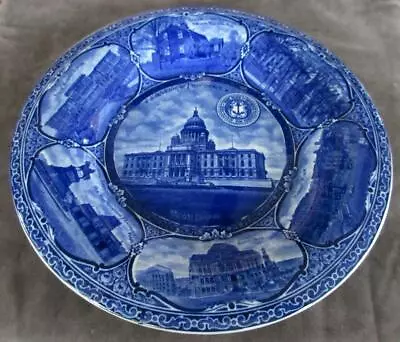 Rowland And Marsellus Staffordshire Flow Blue Souvenir Of Providence 10  Plate • $30