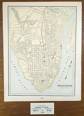 $40.96 • Buy Vintage 1898 CHARLESTON SOUTH CAROLINA SC Map 11 X14  ~ Old Antique Original 