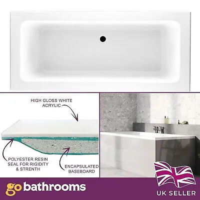 Superstrong Acrylic Bath White Double Ended Large Deep Soaking Tub | 1700 1800 • £326.78