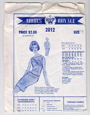 1960s Modes Royale 2012 Dress With Draped Bodice And Gathered Skirt Bust 31 • $26