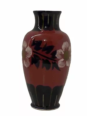 Antique Japanese Awaji Moorcroft Style Art Pottery Vase • Lamp Base 9 5/8” • $295