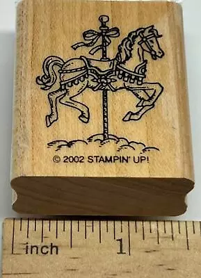 CAROUSEL HORSE RIBBON Amusement Park Ride Stampin' Up! Snow Globe RUBBER STAMP • $5.95