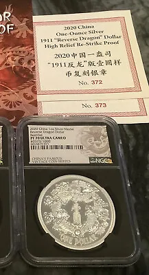 $148.88 • Buy 2020 Restrike China Dragon Silver Dollar With Ngc Pf70 Rev. Coa Only