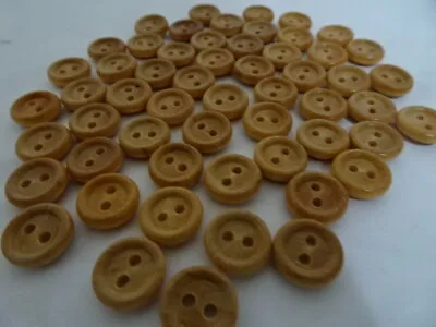 Vtg 2-Hole Wood Round Buttons With Raised Edge Character 13mm Lot Of 13 B43-3 • $1.99