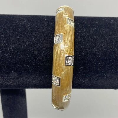 $6.99 • Buy Vintage Enamel Crystal Hinged Round Bangle Bracelet