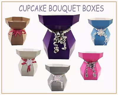 £14.99 • Buy 10 X Cupcake Bouquet Boxes Sweets Chocolate Living Vases Flowers Gift Box 