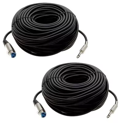 2 Pack 50Ft XLR 3-Pin FEMALE To 1/4  MONO Plug Mic Microphone Cord Cable 50 Foot • $23.99