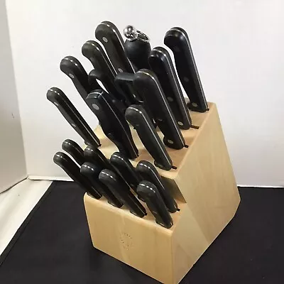 Martha Stewart Collection Stainless Steel Black Cutlery Set Wood Block 19 Piece • $69.95