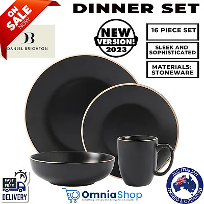 $78.97 • Buy NEW Matte Gloss Dinnerware Dinner Set 16 PC Gray Stoneware Beautiful Unique AU
