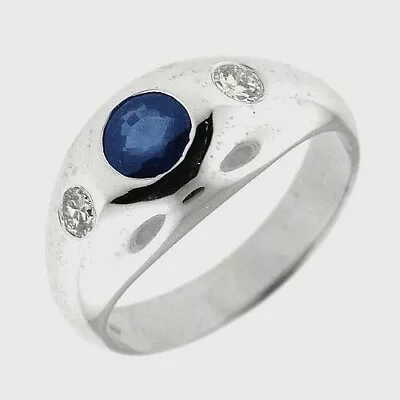 $7500   1.51ct White Gold Antique Style Bezel  Mens Sapphire & Diamond Ring 14kt • $1500