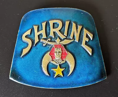 1980 Vintage Masonic Shriners Blue Brass Belt Buckle XR94 - Indiana Metal Craft • $19.99