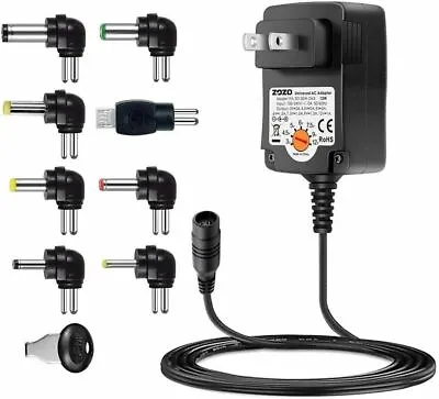 12W 3V-12V Multi Voltage AC Adapter With 5ft Cable 8 X Plugs 1 X Iron Sheet   • $13.83