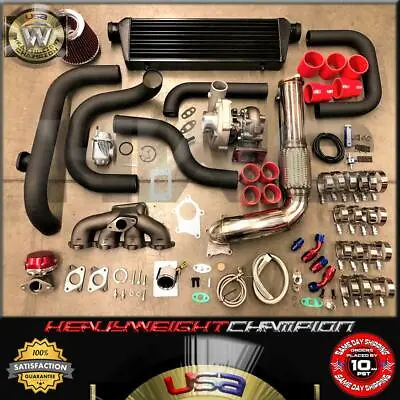 RED 92-00 Civic EG EK/EJ DelSol Sohc D15 D16 SQV Bolt-On Turbo Kit T3/T4 KEEP AC • $941.99