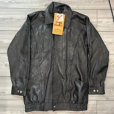 LeatherCult Custom Hand Made Black Leather Jacket Women's Size L (?) ~ NWT $180 • $59.99