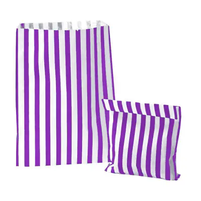 Purple Candy Striped Sweet Candy Paper Bags For Wedding Buffet Pick  Mix Shop UK • £3.15