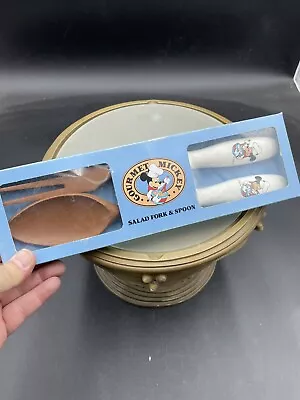 Vintage Gourmet Mickey Mouse 11” Salad Fork And Spoon Chef Mickey Japan In Box • $8.99