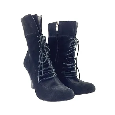 Max Studio Black Suede Heeled Boots - Size 7.5 • $28.43