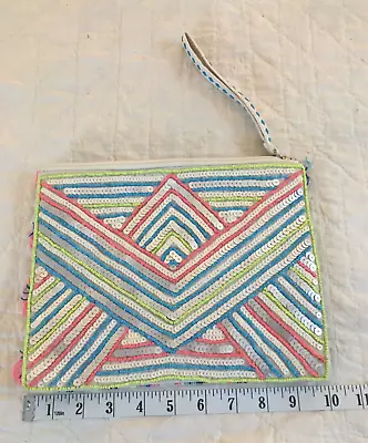 America And Beyond Sequined Beaded Fringe Clutch Purse With Matching Coin Purse • $22