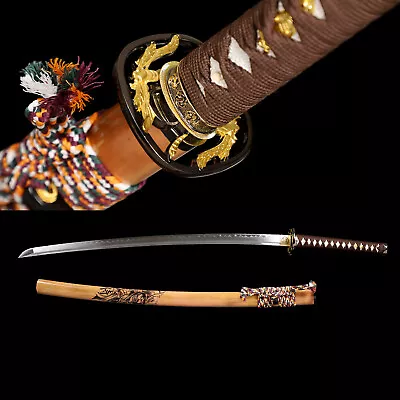 Katana Sword Clay Tempered T10 Steel Shinogi Zukuri Blade Razor Sharp Real Hamon • $99.99