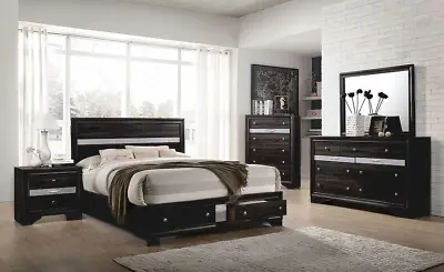 NEW Storage Queen King 5PC Black Silver Bedroom Modern Furniture Set B/D/M/N/C • $1649.99
