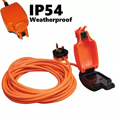 Weatherproof Mains Outdoor Garden Power Extension Lead With IP54 Orange 1 Socket • £14.99