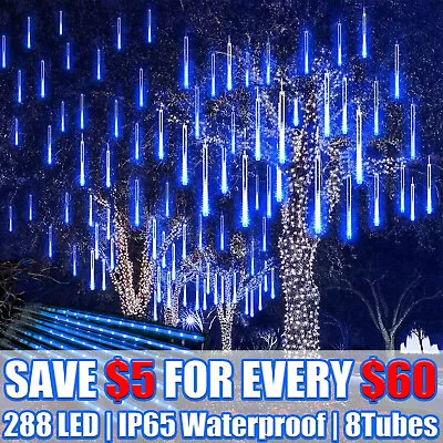 288 LED Solar Lights Meteor Shower Rain Tree String Light Outdoor Garden Party • $15.95