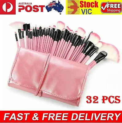 Makeup Make Up Eyeshadow Powder Toiletry Brush Set Cosmetic Tool Leather Case • $24.49