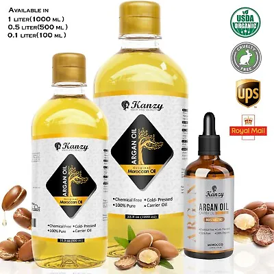 Organic Argan Oil For Hair Face Skin Nails 100ml Moroccan Essential Beauty Oil  • £7.79