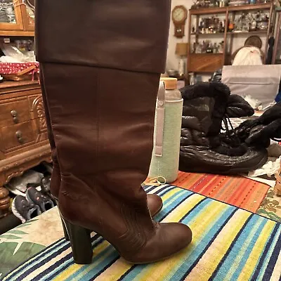 Miss Sixty Women’s Brown Leather High Heeled Calf Boots Size 37 • $29.99