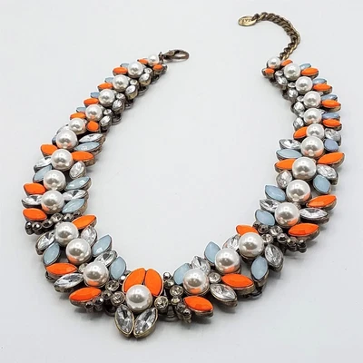 $9.99 • Buy Zara Wearable Gold Tone Faux Pearl Fashion Statement Necklace Beaded Signed 18in
