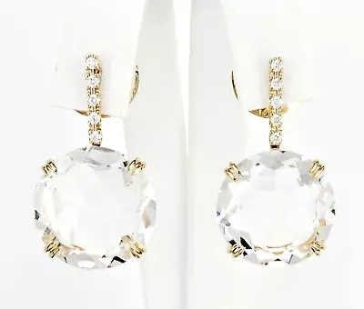 H. STERN 18K Gold Diamond Rock Crystal Cobblestone Earrings Box ~ BEAUTIFUL! • £2309.27