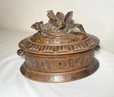 $269.09 • Buy Antique Hand Carved Wood German Black Forrest Wood Figural Jewelry Box Casket
